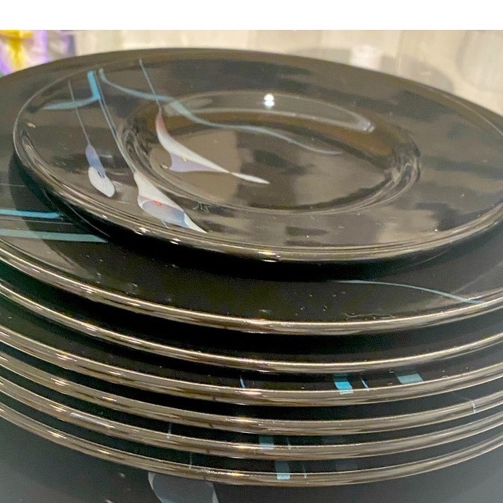 Mikasa Galleria FK701 Opus Black Various Size Plates Set of 7